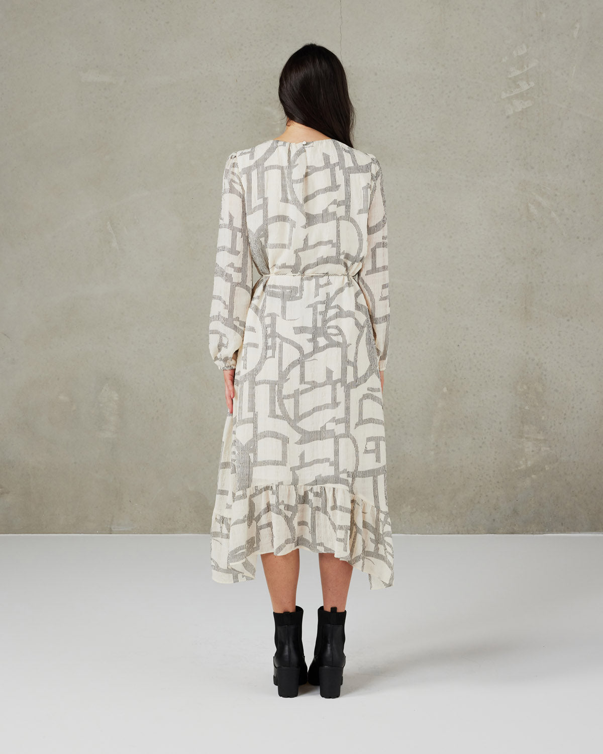 Eden Dress (White lines print)