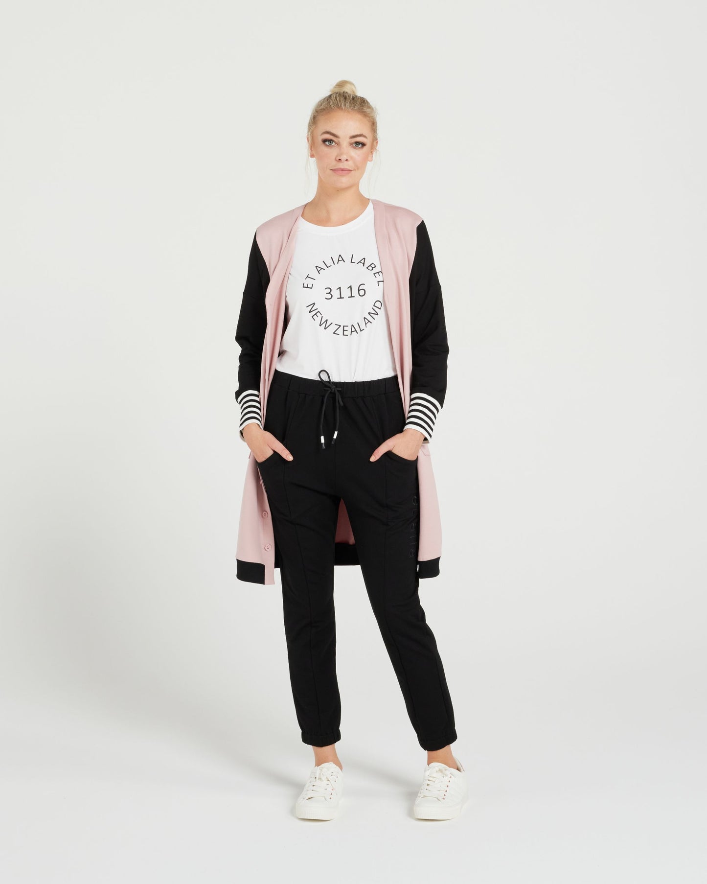 Theory Cardi - Dusky Pink/Black
