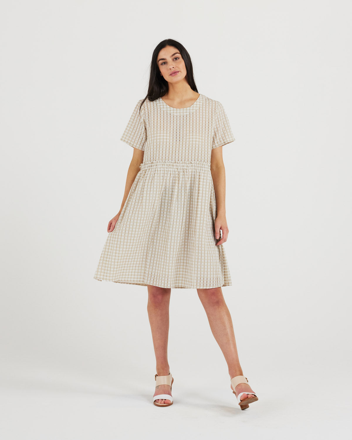 Taylor Dress (biscotti/white)