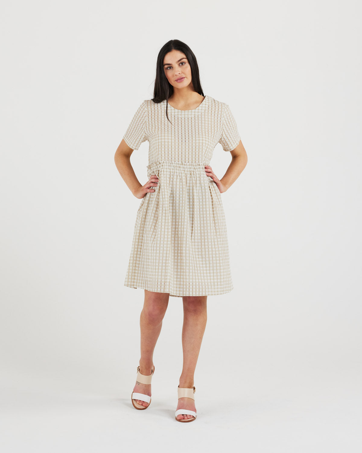 Taylor Dress (biscotti/white)