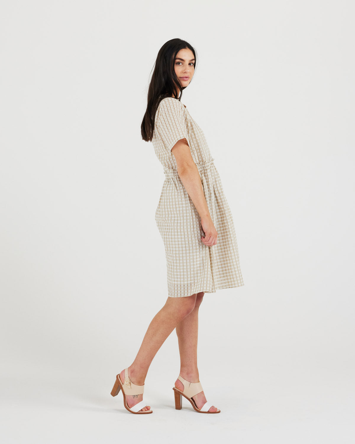 Taylor Dress (biscotti/white)