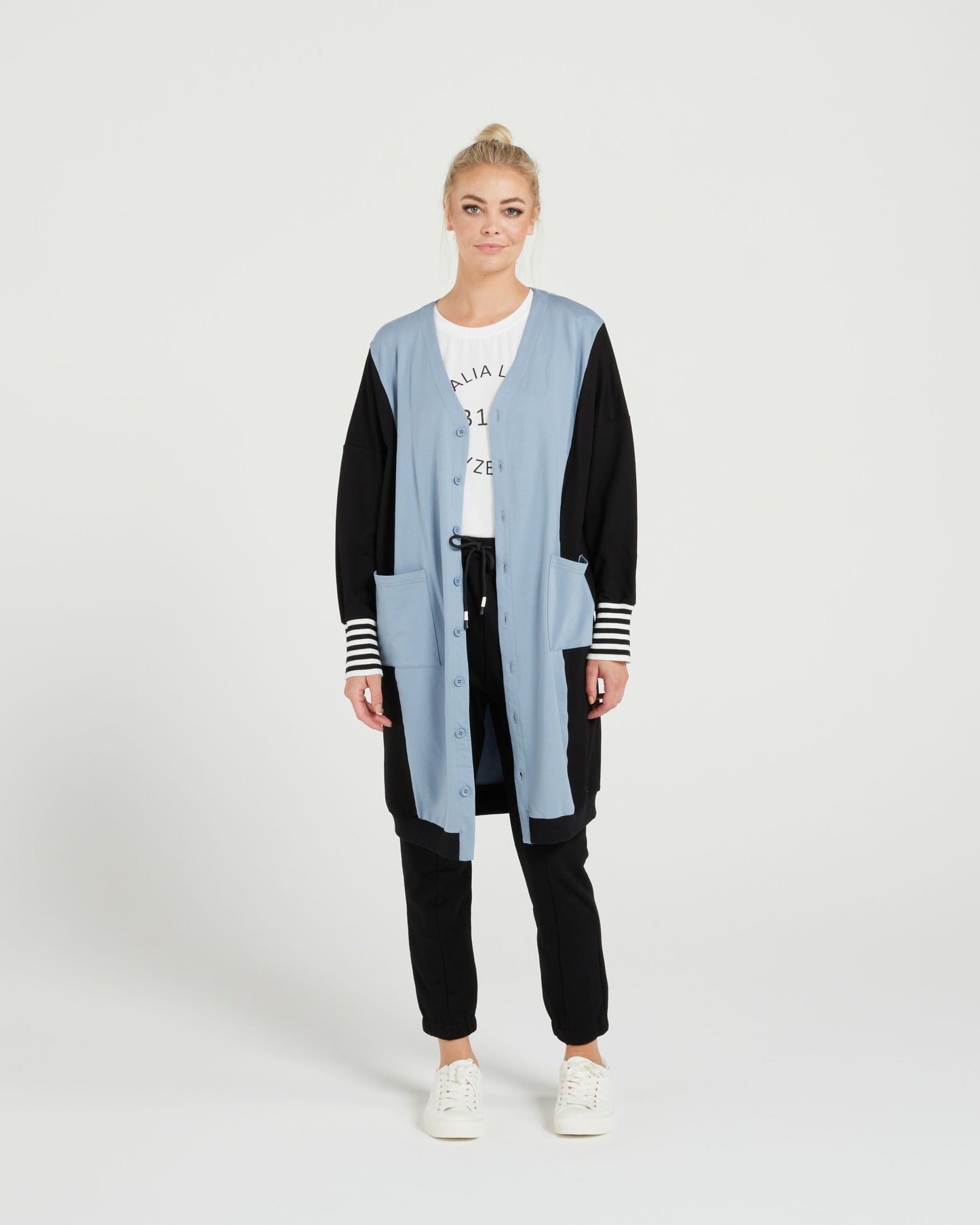 Theory Cardi- Dusky Blue/Black
