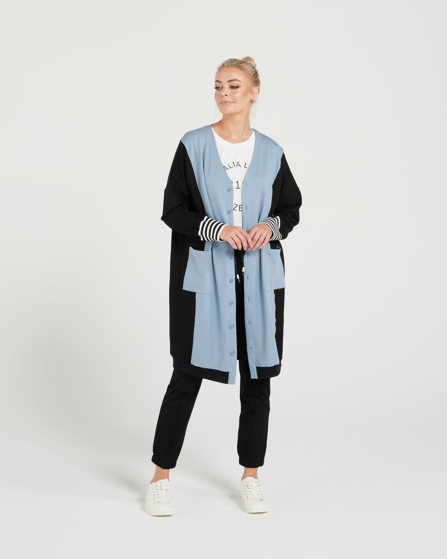 Theory Cardi- Dusky Blue/Black