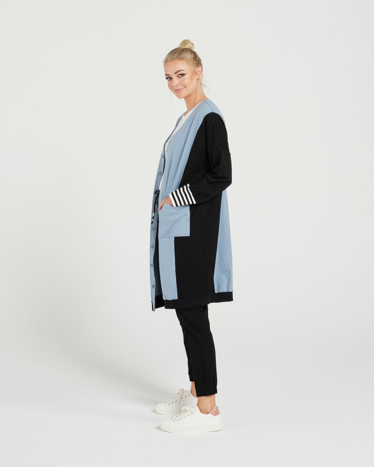 Theory Cardi- Dusky Blue/Black