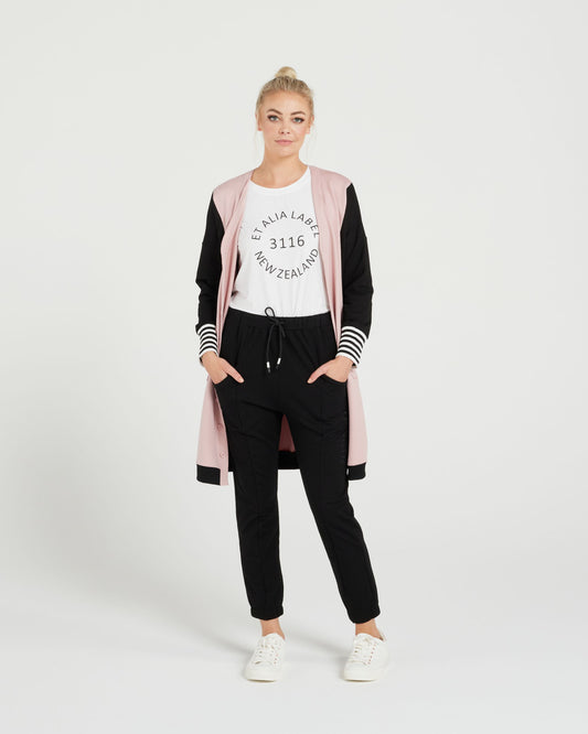 Theory Cardi - Dusky Pink/Black