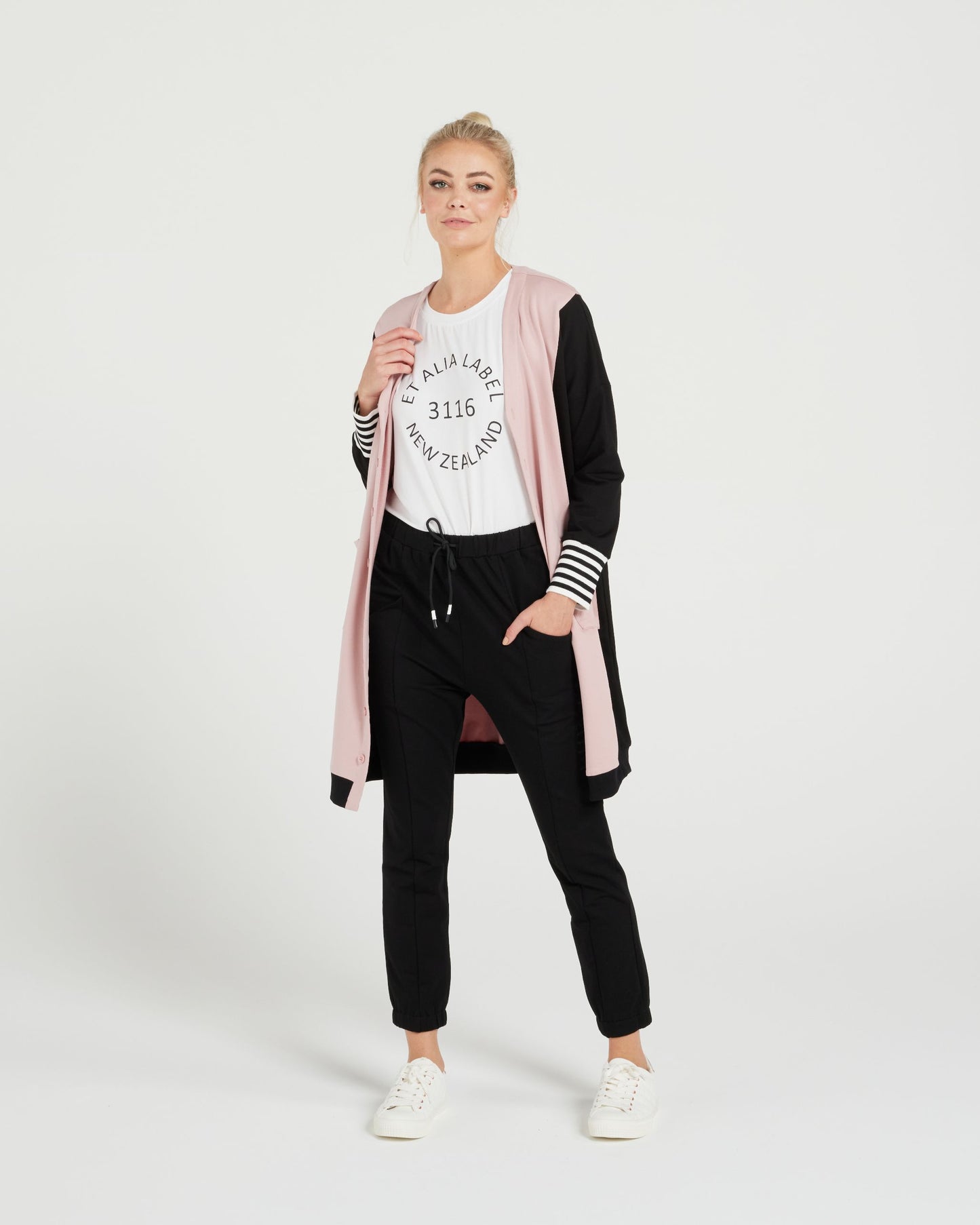 Theory Cardi - Dusky Pink/Black