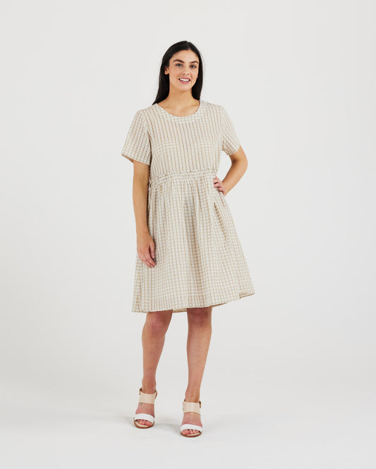 Taylor Dress (biscotti/white)